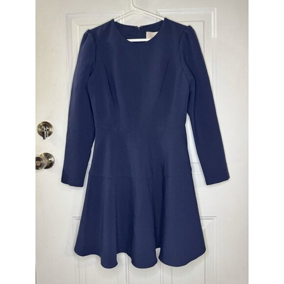 NWT GAL MEETS GLAM Celeste Blue Fit Flare Dress Long Sleeve Career Party Prep 6 - Picture 2 of 13